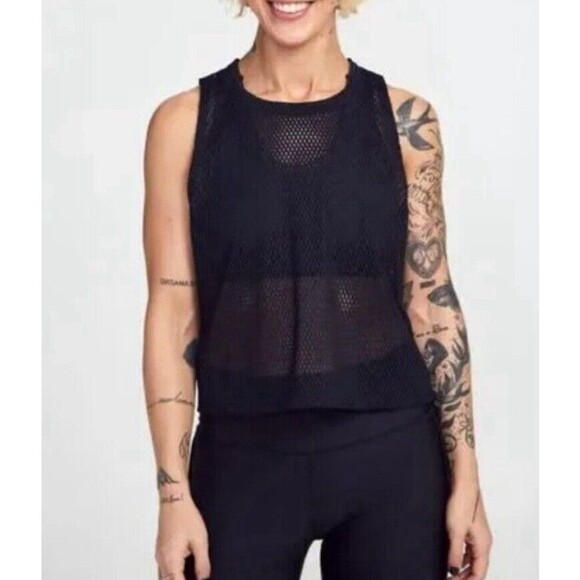 Soulcycle Black Mesh Tina Muscle Tank Top Womens Small Activewear Lightweight - Picture 1 of 9